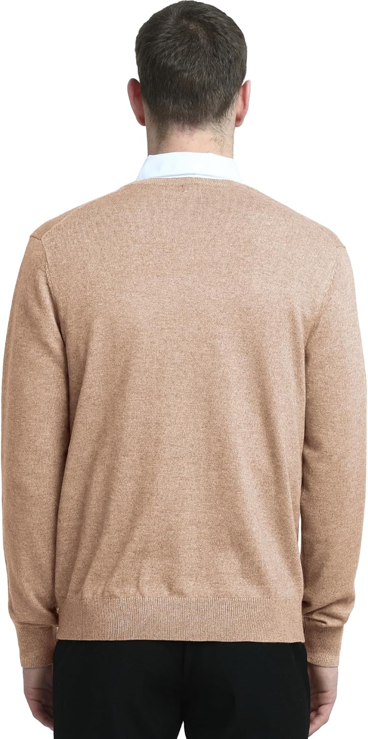 Kallspin Herren Strickpullover aus Wollmischung V-Ausschnitt Langarm Comfort Fit Pullover M Kaffee,