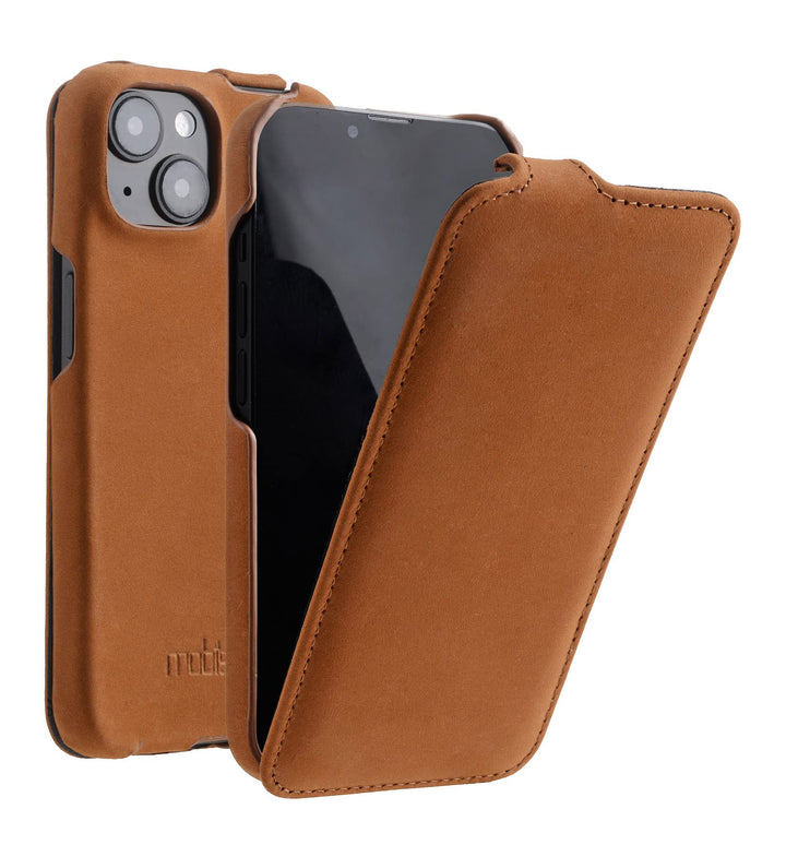 Mobiskin Hülle passend für Apple iPhone 14 (6,1 Zoll), Handyhülle mit echtem Leder, Case, Schutzhüll