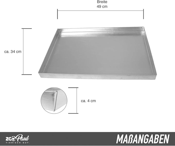 ZooPaul Aschekasten 49x34cm - Grill Kasten Ofen Kamin Schale BBQ - Silbergrau - Metall
