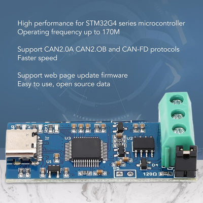 Spacnana USB-zu-CAN-Modul-Konverter-Adapter, USB-CAN-Konverter mit Typ-C-Stromversorgung für CAN2.0A