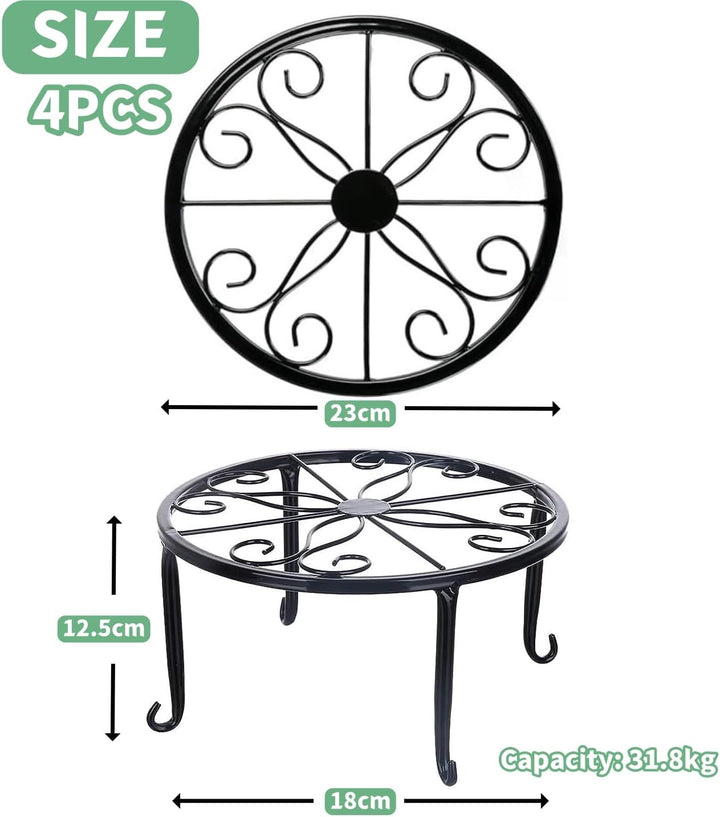 LATERN4 Stück Pflanzenständer aus Metall, 23CM Robuster Blumentopf Ständer Pflanzgefässhalter Pflanz