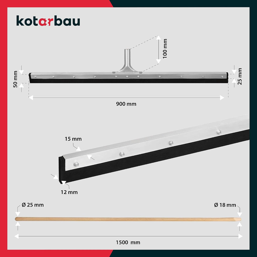 KOTARBAU® Gummiabzieher - Wasserschieber - 90 cm – Bodenabzieher - Schaumstoff-Wasserabzieher – für