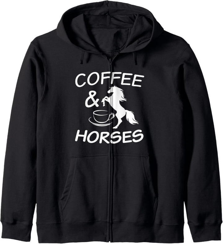 Damen Kaffee & Pferde Tee Cowgirl Western Kapuzenjacke