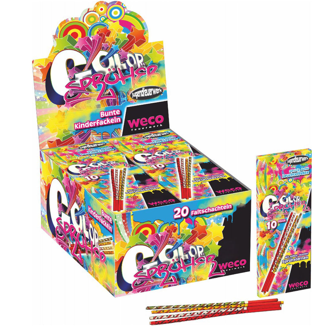 Weco 100 Color Sprüher 20cm - Kinder Fackel - Handfontäne
