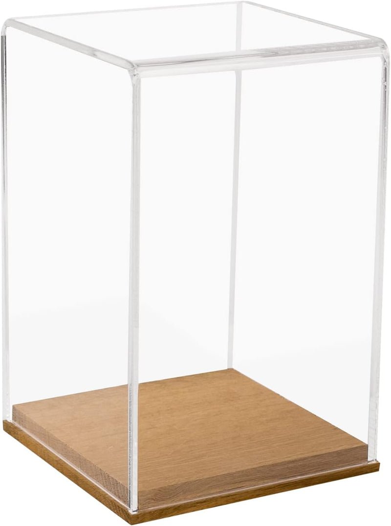 HMF 46881 Acryl Vitrine / Schaukasten mit Holzsockel für Figuren | 14 x 14 x 22 cm | Transparent 22