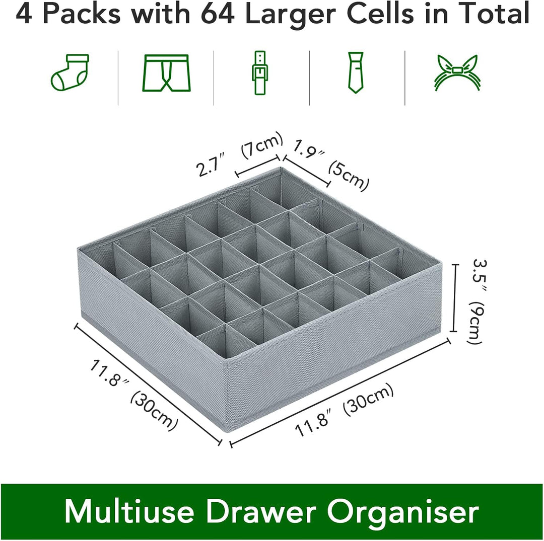 Homsorout 4 Stück Aufbewahrungsboxen 24 Zellen Schublade Organizer Faltbare kleiderschrank Schrank O