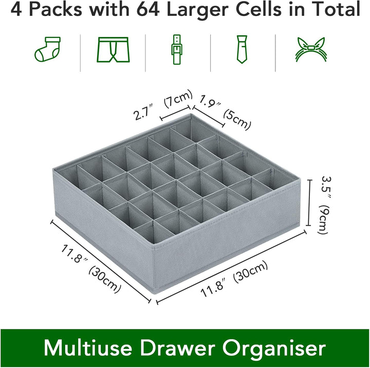 Homsorout 4 Stück Aufbewahrungsboxen 24 Zellen Schublade Organizer Faltbare kleiderschrank Schrank O