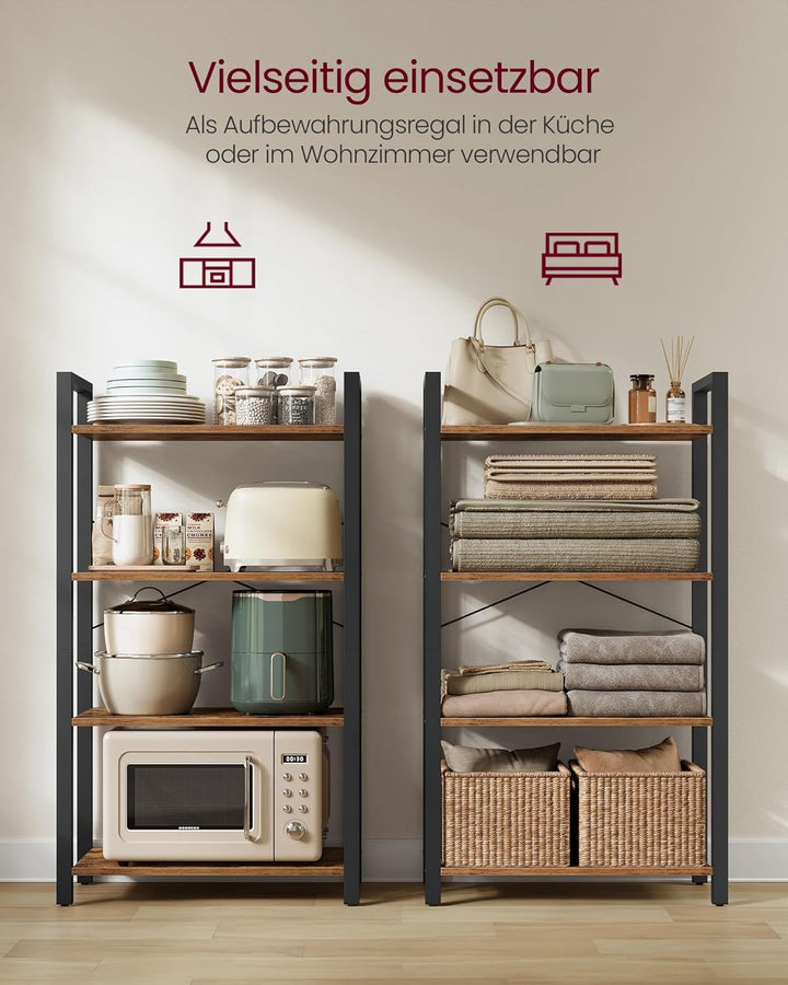 VASAGLE Regal mit 4 Ebenen, Bücherregal, Aufbewahrungsschrank, für Büro, Wohnzimmer, Schlafzimmer, 3