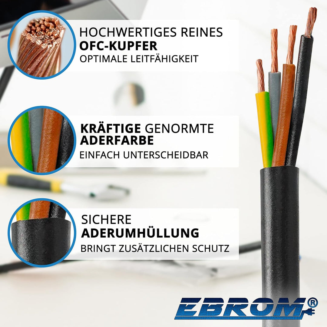 EBROM Schlauchleitung Gerätekabel -RUND- H03VV-F 4x0,75 mm², schwarz, 75 m 75 Meter, 75 Meter