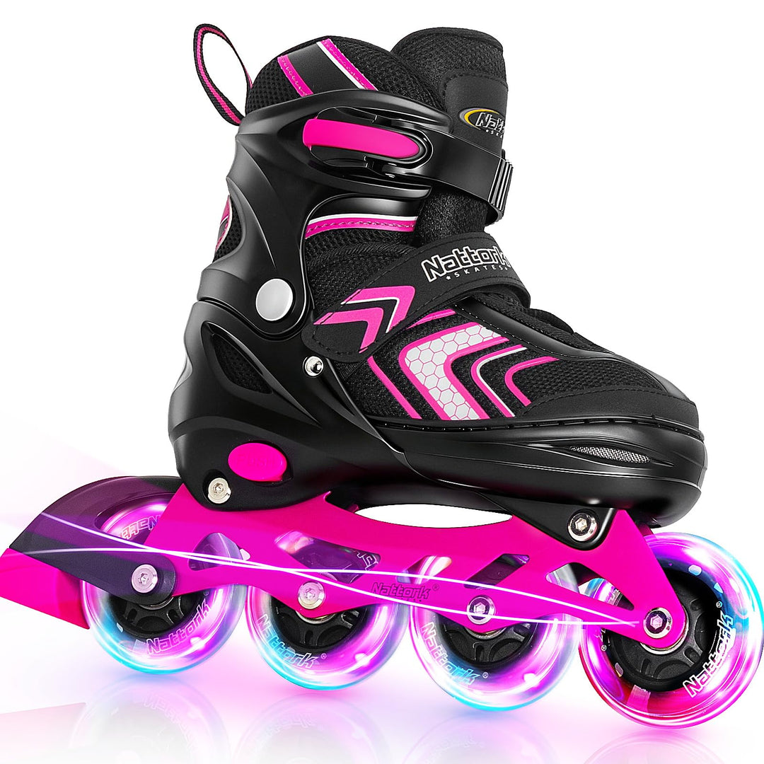 Nattork Inliner für Kinder Verstellbare Inline Skates, 4 Grössen Kinder Inline Roller Skates mit Bel