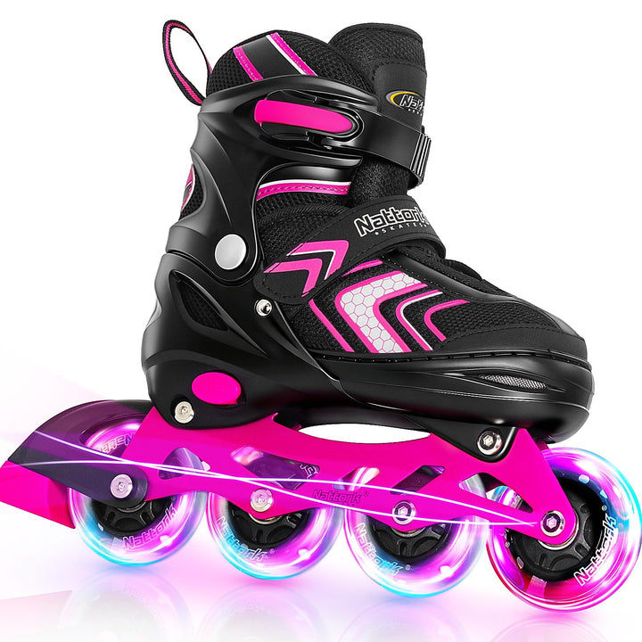 Nattork Inliner für Kinder Verstellbare Inline Skates, 4 Grössen Kinder Inline Roller Skates mit Bel