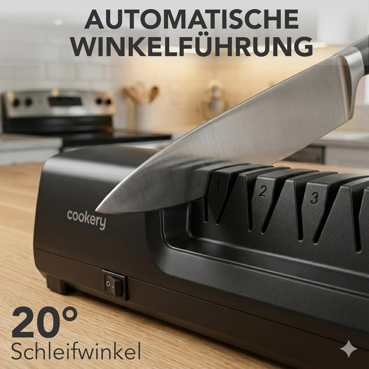 Cookery Messerschärfer Elektrisch 4-Stufen Elektrischer Messerschleifer für alle Messer | Diamant Pr