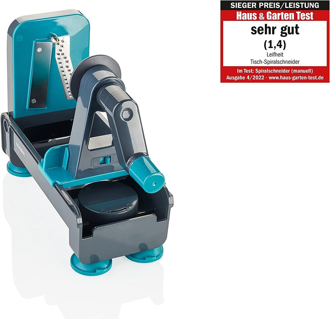 Leifheit Tisch-Spiralschneider, Zucchini Nudeln Schneider mit 3 Klingen für verschiedene Gemüsenudel