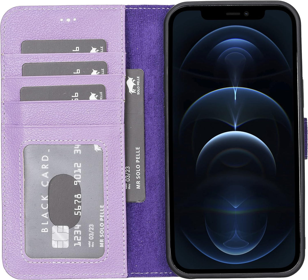 Solo Pelle Lederhülle kompatibel für iPhone 12 Pro Max in 6.7 Zoll abnehmbare Hülle (2in1) inkl. Kar
