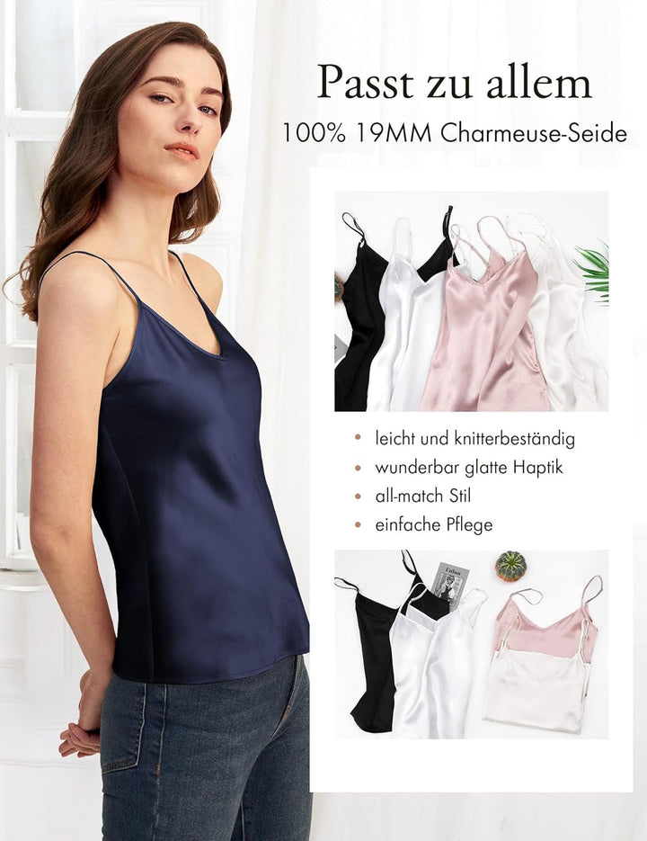 LilySilk Seidentop Sexy Seide Unterhemd Top Schlicht Trägertop Damen Camisole 100% Seiden Cami Tops