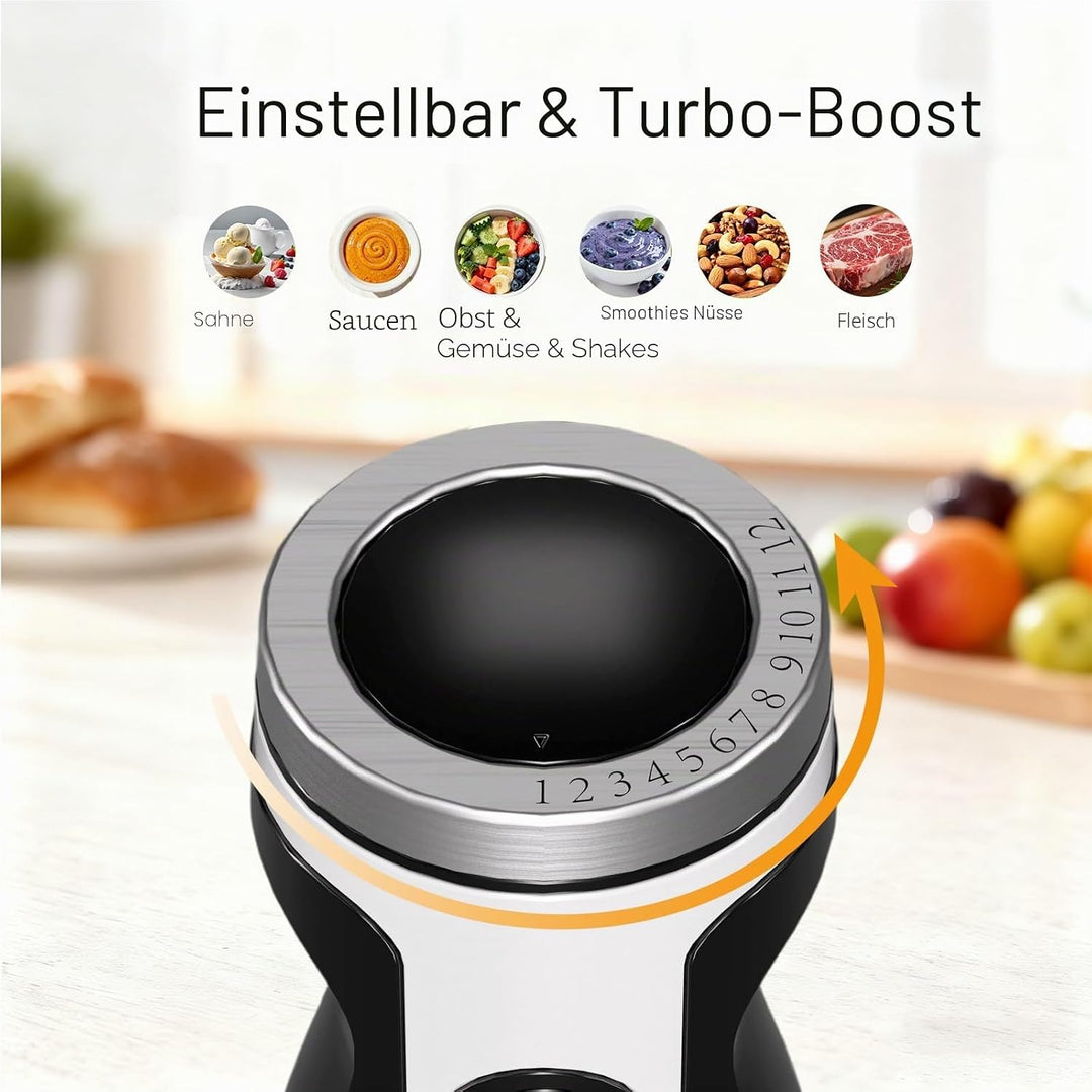 MegaWise Pro Titanverstärkter 5-in-1-Stabmixer, leistungsstarke 400 W mit 80% schärferen Klingen, ka
