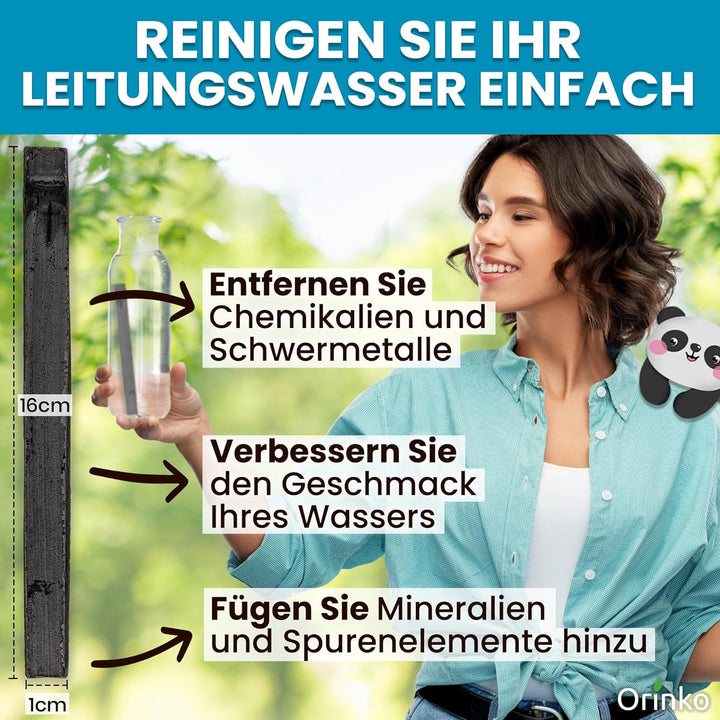 orinko - Binchotan Bio 15x | Aktivkohle Bambus Takesumi zur Wasserreinigung + E-Book | Wasser in Fla