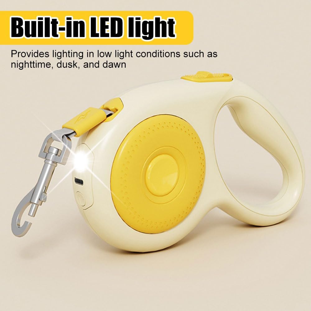 Einziehbare Hundeleine, 5m, Robuste Hundeleine aus Nylon mit LED-Licht, 360° Verwicklungssicher, Aus