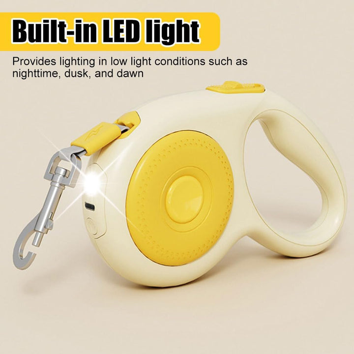 Einziehbare Hundeleine, 5m, Robuste Hundeleine aus Nylon mit LED-Licht, 360° Verwicklungssicher, Aus