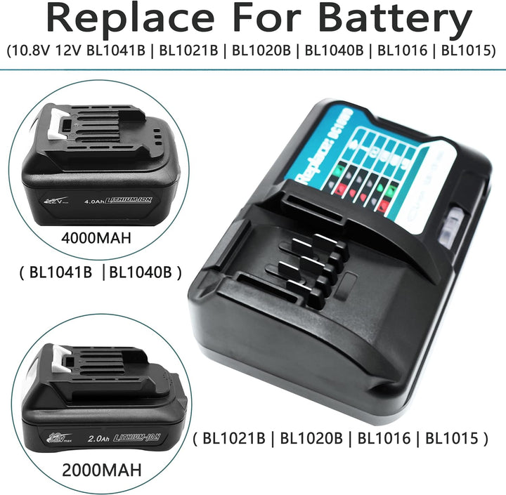 GOLEMON® 2 Stück 2000mAh BL1021B Akku mit Ladegerät DC10WD Für 10.8V ~ 12V 2Ah Elektrowerkzeuge Akku