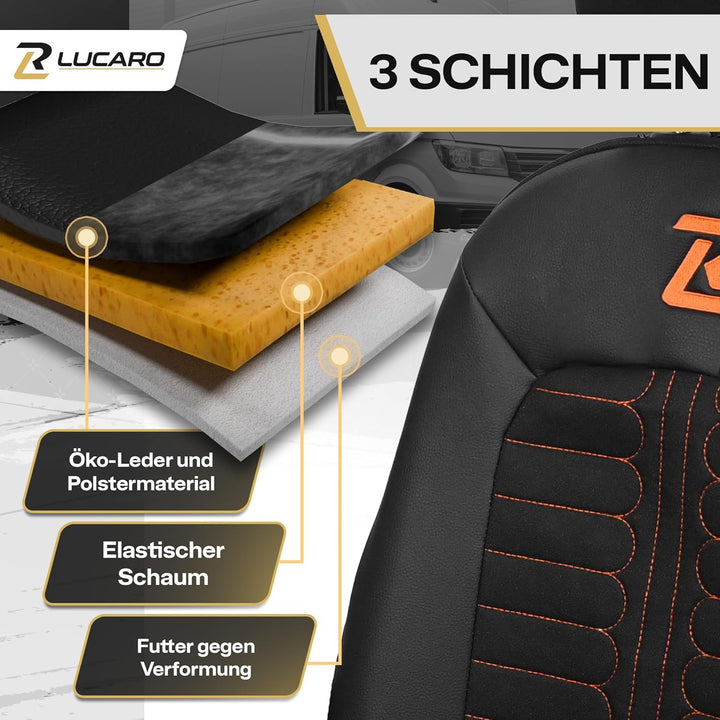 LUCARO Sitzbezüge Auto für Volkswagen Crafter 2, Man TGE 1+2 Orange Auto Sitzbezüge Man TGE, Volkswa