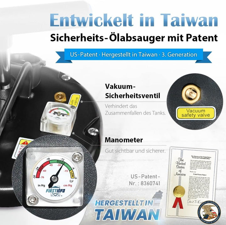 FIRSTINFO A1102EUY5 6,5L Manuelle und pneumatische | Ölpumpe Flüssigkeit Extraktor Pumpe | Ölansaugp