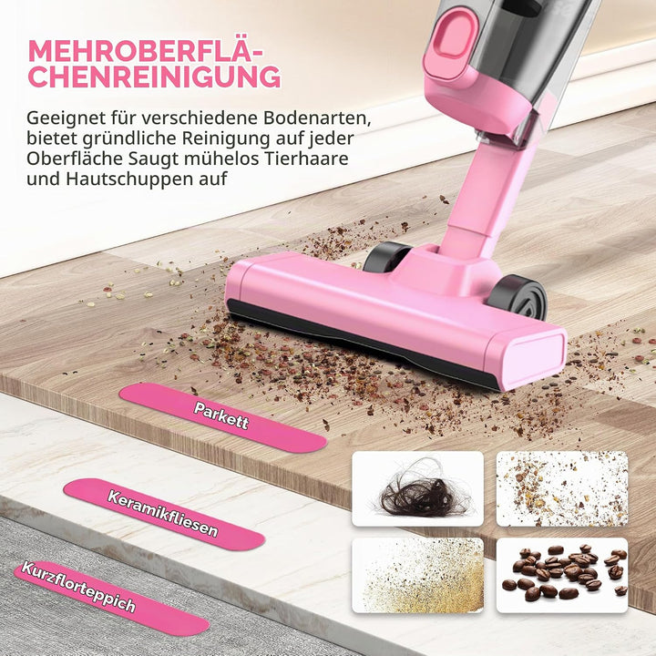 Staubsauger mit Kabel, Kabelgebundener Staubsauger ohne Beutel 20Kpa 600W Pink, Pink