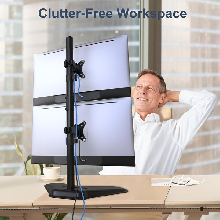 PUTORSEN Monitor Halterung 2 Monitore, Vertikale Doppelmonitorhalterung für 17-32-Zoll-LCD-LED-Bilds