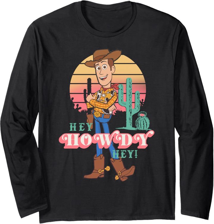 Disney Pixar Toy Story 4 Woody Howdy Hey Text Langarmshirt
