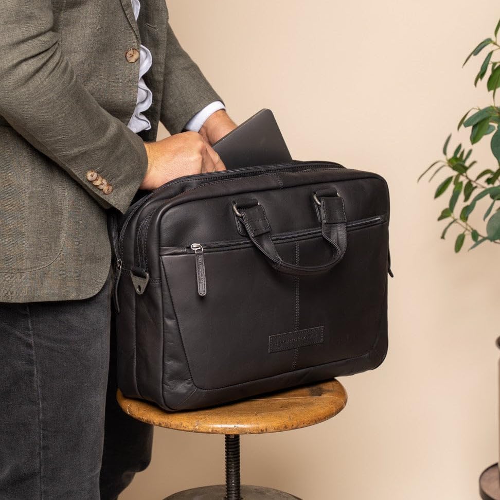 The Chesterfield Brand Seth Samuel - Laptoptasche 15" Leder 40 cm Schwarz, Schwarz