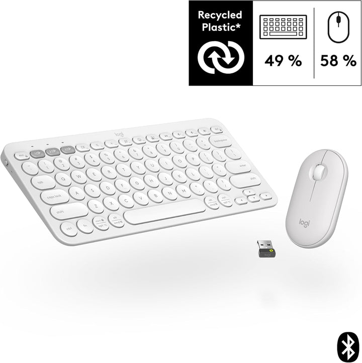 Logitech Pebble 2 Combo - US QWERTY-Layout International Layout, Weiss