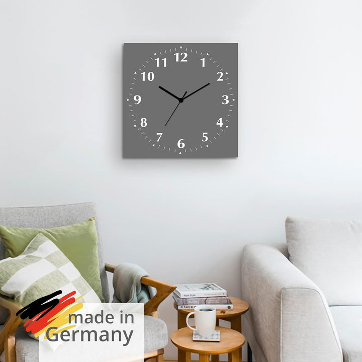 ARTLAND Wanddeko Wanduhr ohne Tickgeräusche Alu Quarzuhr 30x30 cm Quadratisch Lautlos 12 Ziffern Far