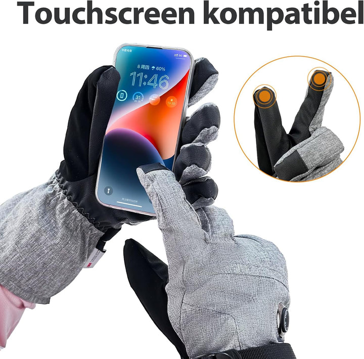 AROMA SEASON Beheizbare Handschuhe Modell Snow, Grau S/M