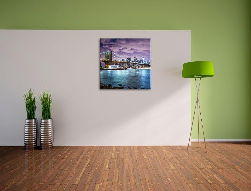 Skyline New York, Format: 70x70 auf Leinwand, XXL riesige Bilder fertig gerahmt mit Keilrahmen, Kuns