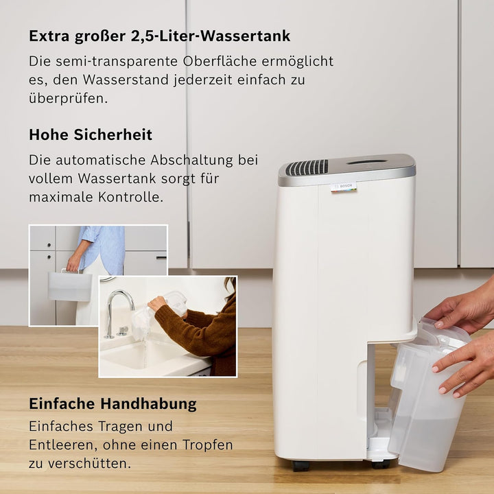 Bosch Dry 4000 Luftentfeuchter - Einfach. Effizient. Leise. - Für Räume bis zu 33 m² - Ideal für Dei