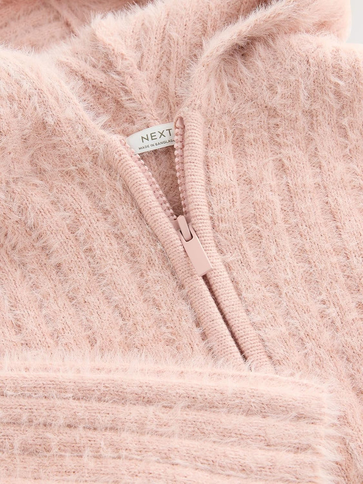 NEXT Mädchen Flauschige Kapuzenjacke mit durchgehendem Reissverschluss 16 Jahre Rosa, 16 Jahre Rosa