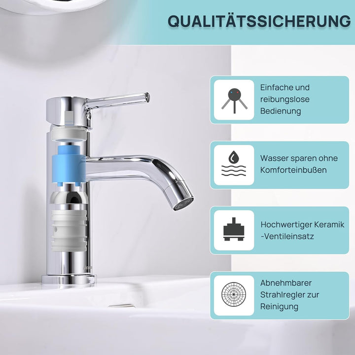Wasserhahn Bad Mischbatterie, Waschtischarmatur mit Geräuscharmem Keramischem Ventilkern, Einhebelmi