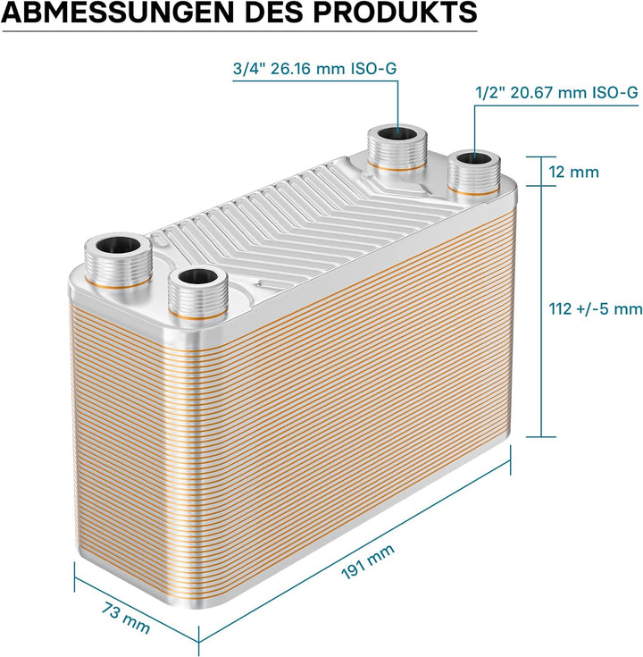 Hrale Edelstahl Wärmetauscher 50 Platten max 90 kW Plattenwärmetauscher Wärmetauscher