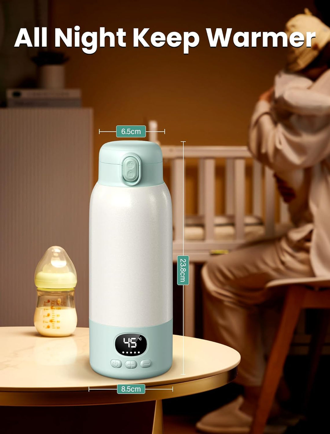 500mL Flaschenwärmer Baby, Mobiler Flaschenwärmer Baby, Tragbarer Flaschenwärmer Unterwegs, mit Lade