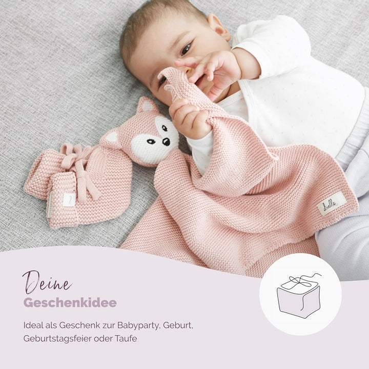 Livella Kuscheltuch „Fuchs“ mit Söckchen - Reine Bio-Baumwolle – Premium Schmusetuch, Kuscheldecke,
