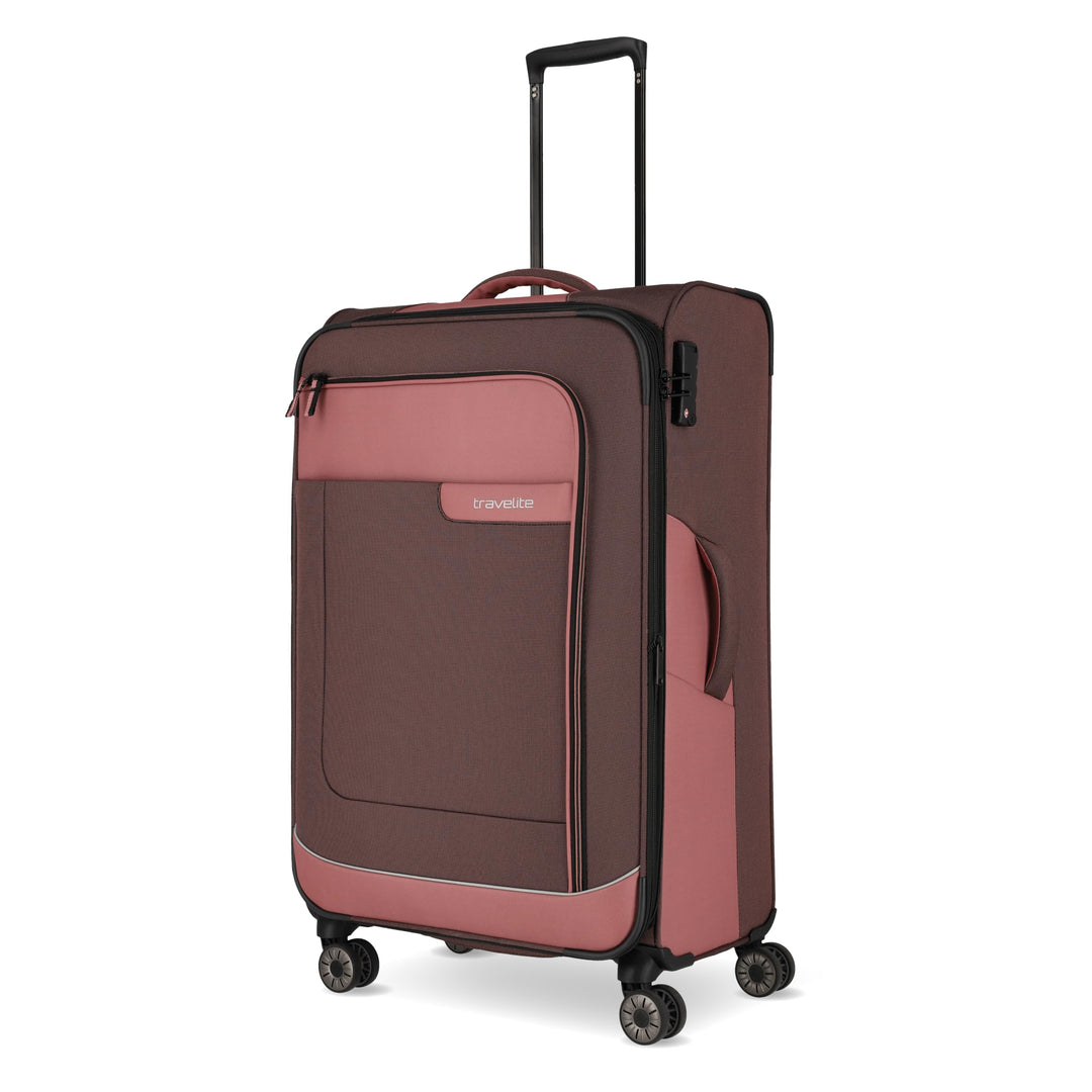 Travelite 4-Rad Koffer Grösse L Weichschale aus recyceltem Material, Gepäck Serie VIIA: Trolley mit