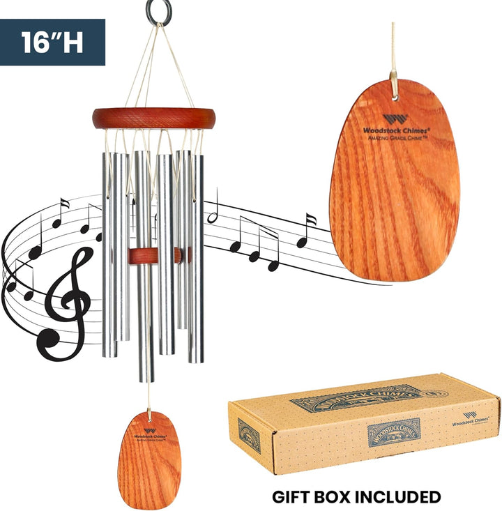 Woodstock Windspiel Amazing Grace, Silber, 40,6 cm 40,6 cm Single, 40,6 cm Single