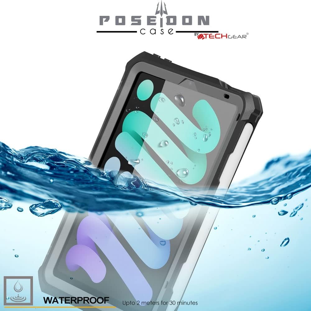 TECHGEAR wasserdichte Hülle für iPad Mini 6 2021 6. Generation (Poseidon Case) Schlanke Robuste Rüst
