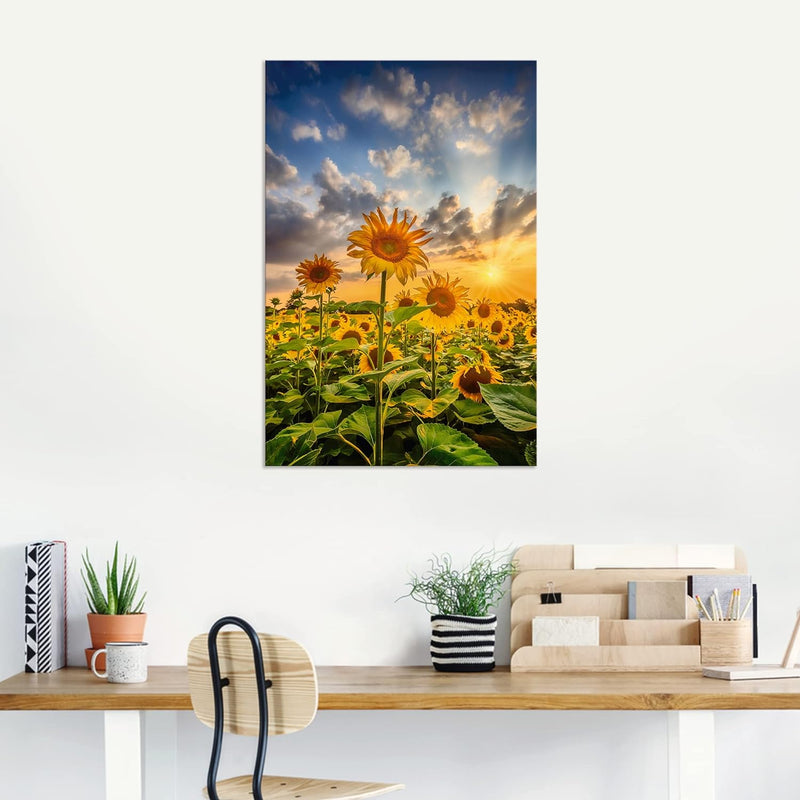 ARTland Wandbild Alu Verbundplatte für Innen & Outdoor Bild 80x120 cm Pflanzen Blumen Sonnenblumen F