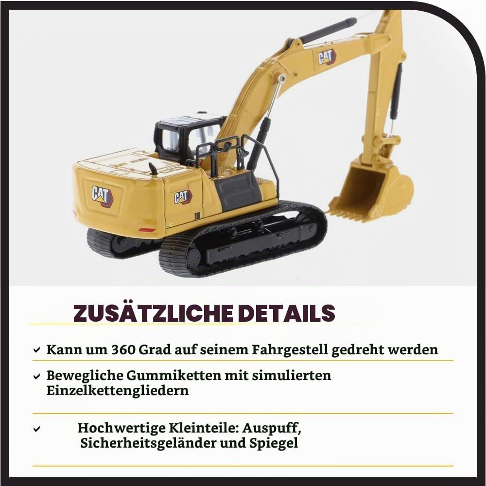 Diecast Masters 85658 - Caterpillar Kettenbagger 336 Next Gen, detailgetreues H0 CAT Baufahrzeug in