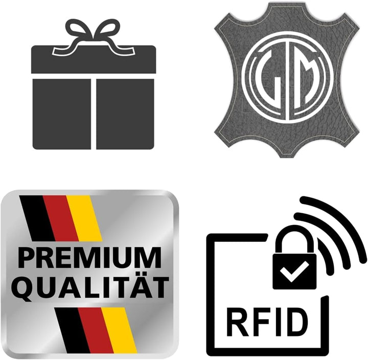 LINDENMANN Portemonnaie Herren Leder/Geldbeutel Herren, Rindleder matt, quer, Cognac