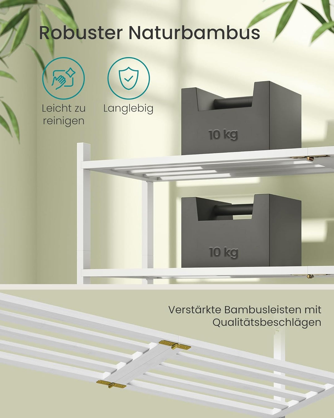SONGMICS Schuhregal aus Bambus, Schuhablage 3 Ebenen, stapelbar, platzsparend, Regal für Flur, Wohnz