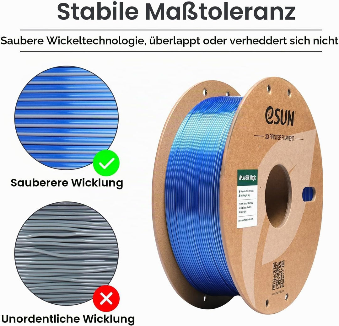 eSUN Silk Dual-Color PLA Filament 1.75mm, Co-Extrusion Silk Magic PLA 3D-Druck Filament, Farbverlauf