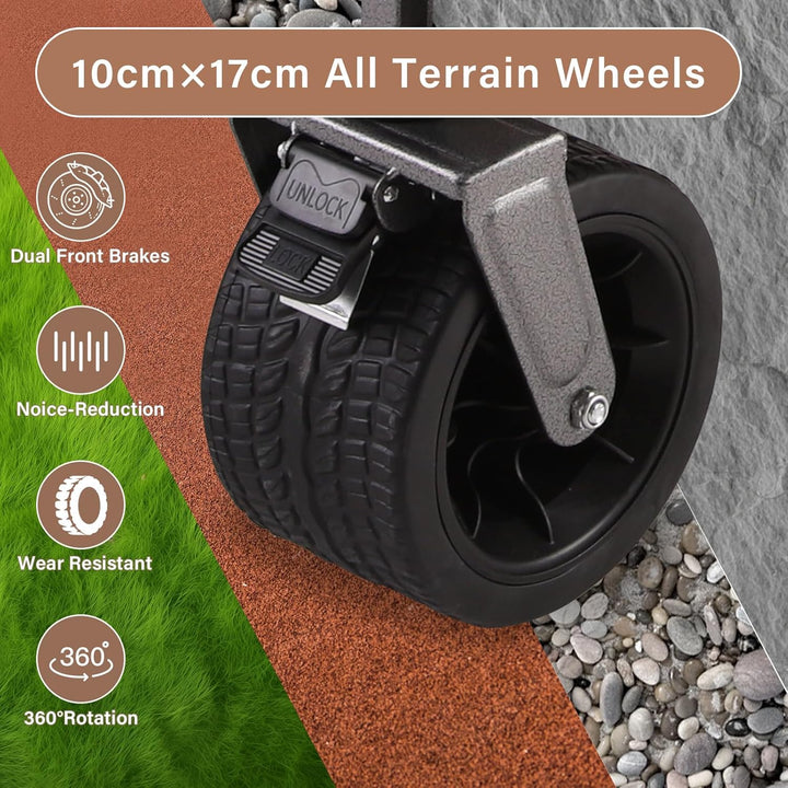 Bollerwagen Faltbar Strand Handwagen mit Getränkehalter Verstellbarem Griff,Gartenwagen für Alle Gel