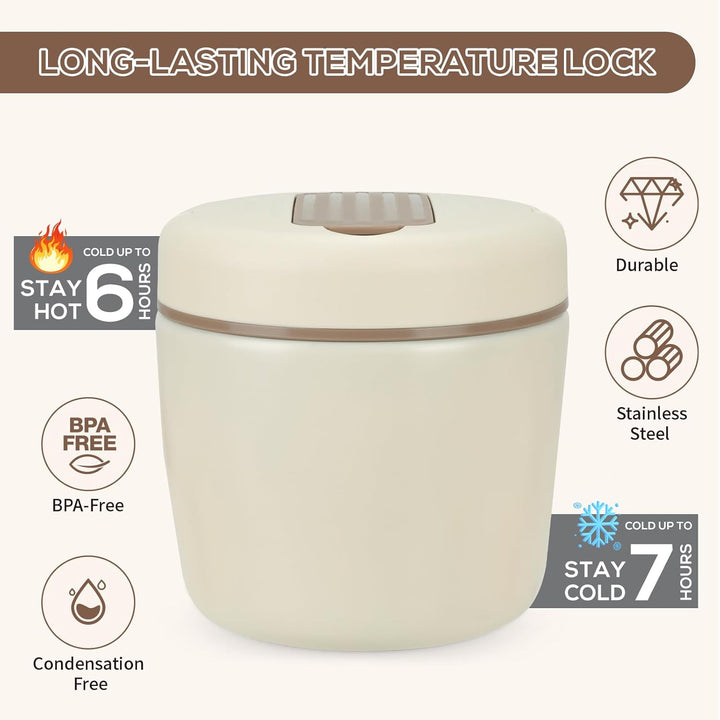 Cozary Thermobehälter für Essen 1200ml, Edelstahl 304 mit Löffel, Absolut Dicht, Hält 7 Stunden Heis